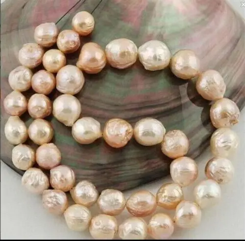 

Огромный австралийский круглый реборн Keshi 12-13 мм, Золотое розовое жемчужное ожерелье реборн Кеши, 18 дюймов, ювелирные изделия для женщин, жемчужное ожерелье