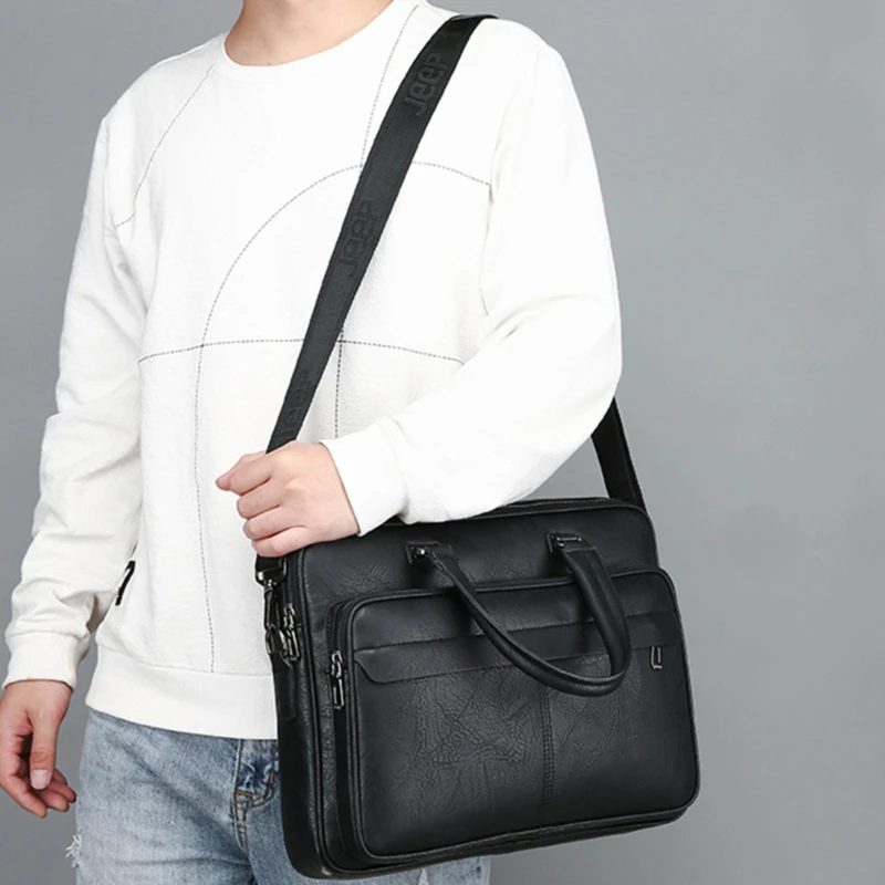 

High Quality Business Famous Brand Leather Shoulder Messenger Bags Office Handbag Laptop Men Briefcase Bag