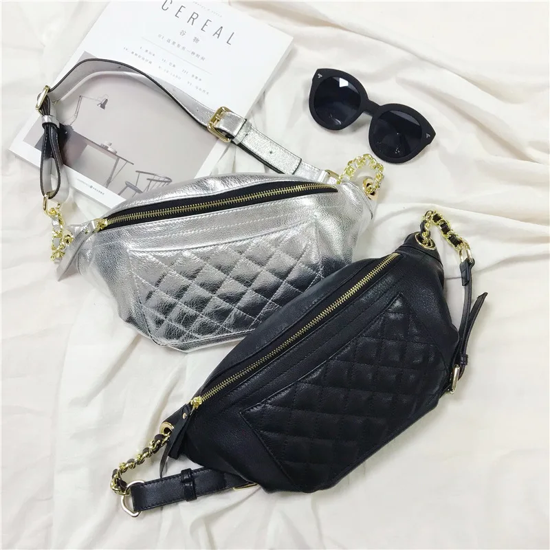 Genuine Leather Fanny Pack Waist Bag Casual Waterproof Antitheft Women Walk Shopping Plaid Belt Multi-function Chest Bags LSH585 | Багаж и