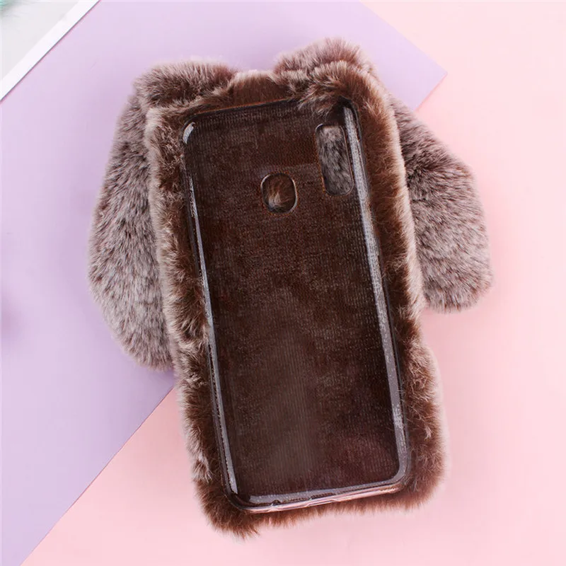 

3D Cute Rabbit Ears Fur Plush Case For Apple iPhone 12 11 Pro Max 12 11 Pro 12 Mini SE 2020 Cover Phone Cases For iPhone 11 12