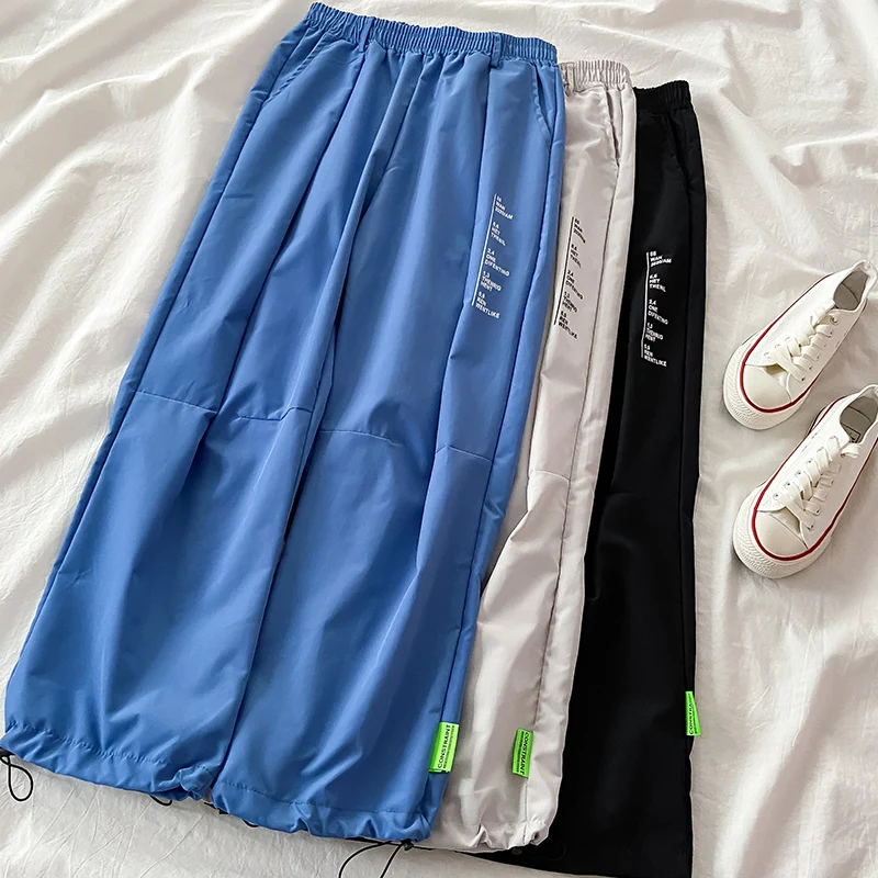 

Новинка 2021, рабочая одежда, женские весенне-осенние небольшие свободные широкие брюки с завышенной талией и драпировкой, повседневные летн...