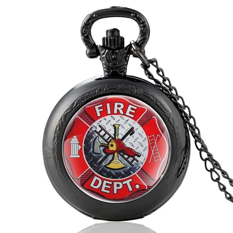 Пожарный классический огонь Dept. Стекло кабошон кварцевые карманные часы винтажные мужские женские кулон ожерелье часы подарки