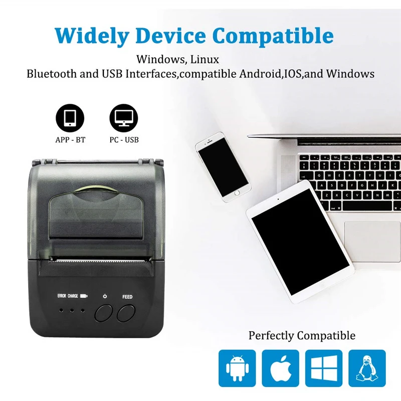 Миниатюрный карманный Bluetooth принтер портативный термопринтер для чеков и