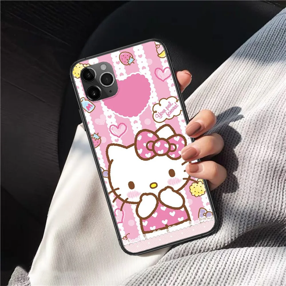 

Cartoon Cute Hellos Kittys Phone Case Cover Hull For iphone 5 5s se 2020 6 6s 7 8 12 mini plus X XS XR 11 PRO MAX black Cover