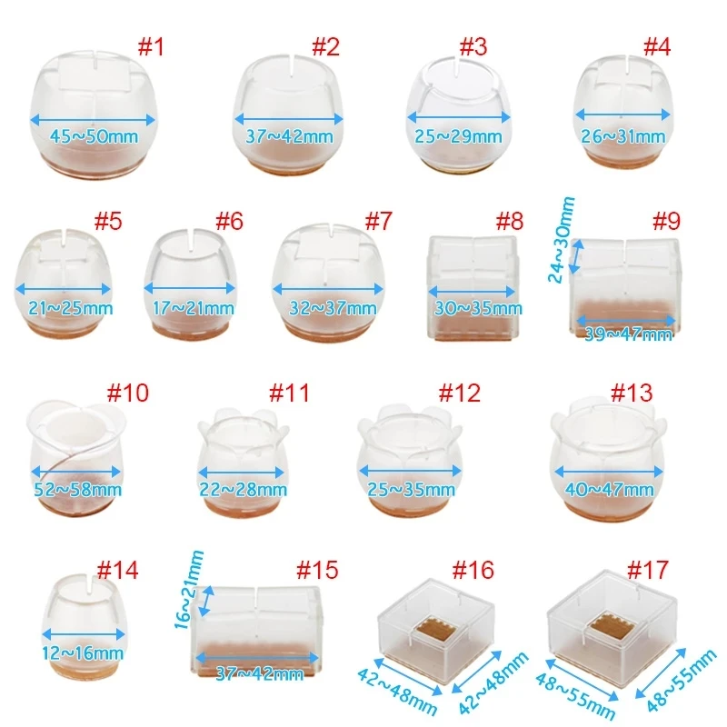 

12Pcs Chair Leg Caps Assorted Round Square Rectangle Silicone Floor Protector Furniture Table Feet Covers