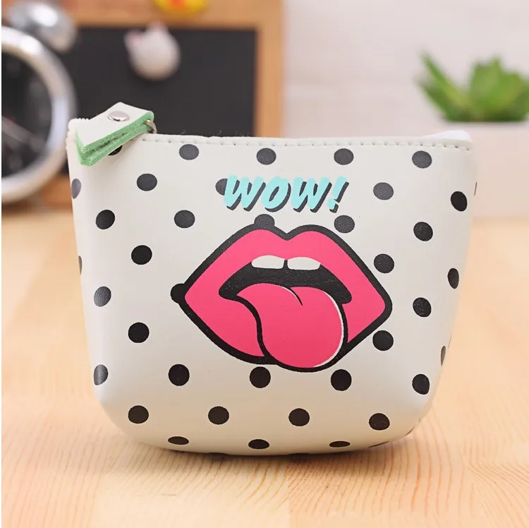 Милый рисунок глаз губ мультфильм женский кошелек монеты Луна маленький PU