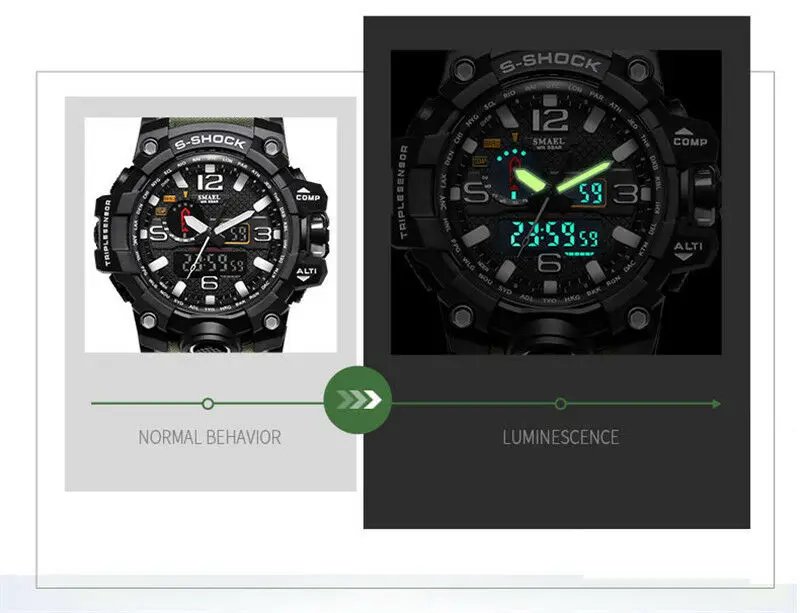 

Men's Waterproof Sports Military Shock Men's Analog Quartz Digital Watches