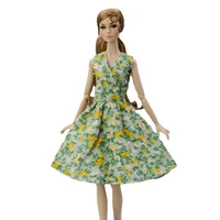 16 fashion v neck sleeveless floral dress for barbie doll clothes outfits countryside party gown 11 5 dolls accessory kids toy