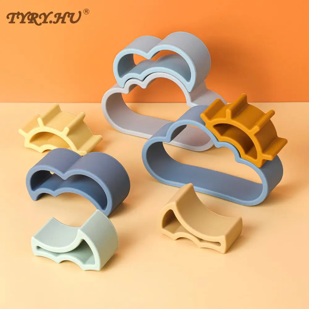 

4pcs Of Set Baby Cloud Stacking Toys Interesting Early Educational Baby Bath Toys Stack Tower Gift Baby Birth Montessori Toys