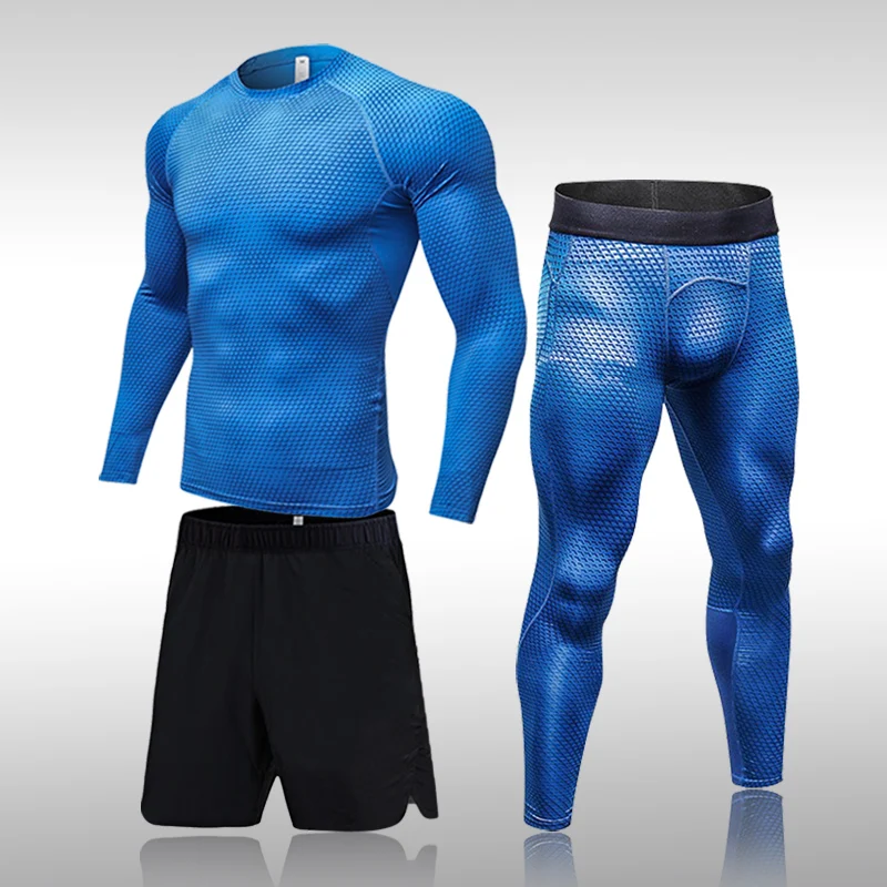 

Sports Jogging Quick-Drying Tight-Fitting Running Suit Workout Tights 3-Piece Suit For Men's Sportswear Gym Fitness Compression
