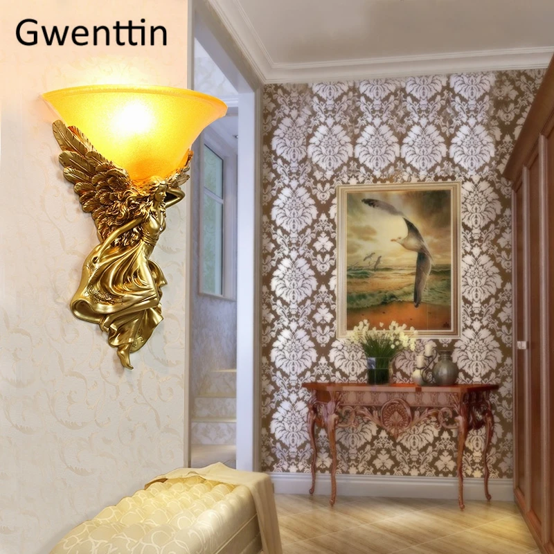 Современная настенная лампа с ангелом богини для гостиной спальни лестницы