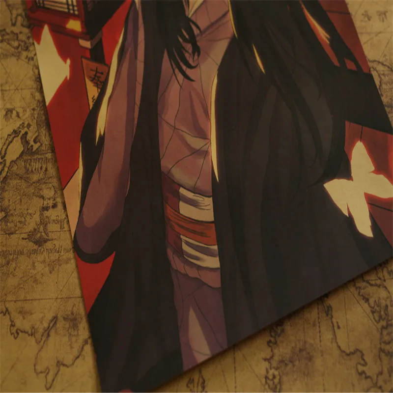 Demon Slaye Anime Cosplay Kimetsu No Yaiba Tanjirou Nezuko Anime Poster Kraft Paper Vintage Posters Room Art Wall Stickers