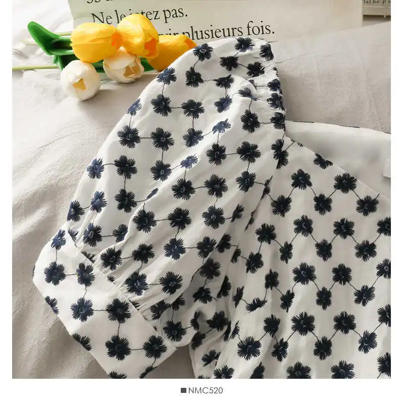 

Korean Fashion Sweet Ladies Top Blouses 2021 Chic Collar Daisy Short