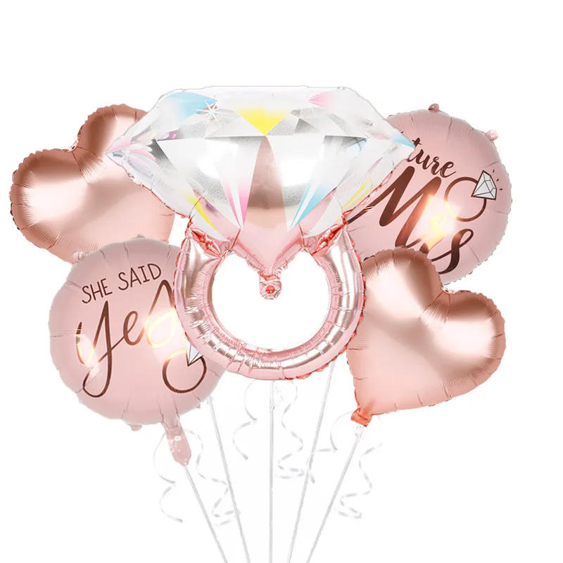 

5Pcs/set Large Confession Balloon 22 Inch Pink Ring Aluminum Film Balloons LOVE Wedding Decor Wedding Party Supplies