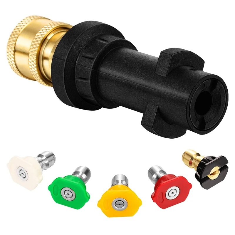 

Pressure WasherGun Adapter with 1/4 Inch Brass Female Quick Connector Fitting and 5 Packs 1/4 Inch Multiple Degrees Pressure Was