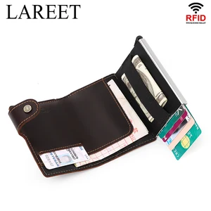 travel credit card wallet small men holder credential genuine purse luxury leather clutch business money bag coin male walet free global shipping
