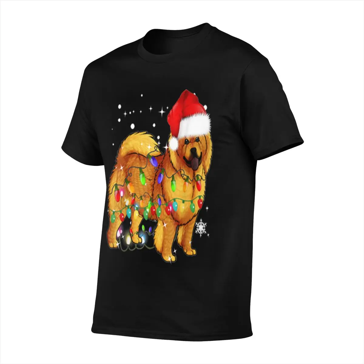 Футболка Chow с собакой Сантой и рождественскими огнями | Футболки