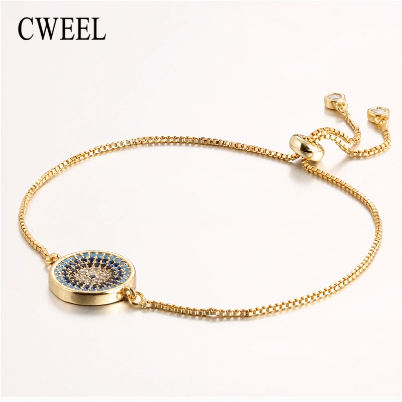 CWEEL, браслет-цепочка, золотой цвет, бусины, звезды, кристалл, очаровательный браслет для женщин, змейка, звено, цепочка, браслет, ювелирное изделие, подарок