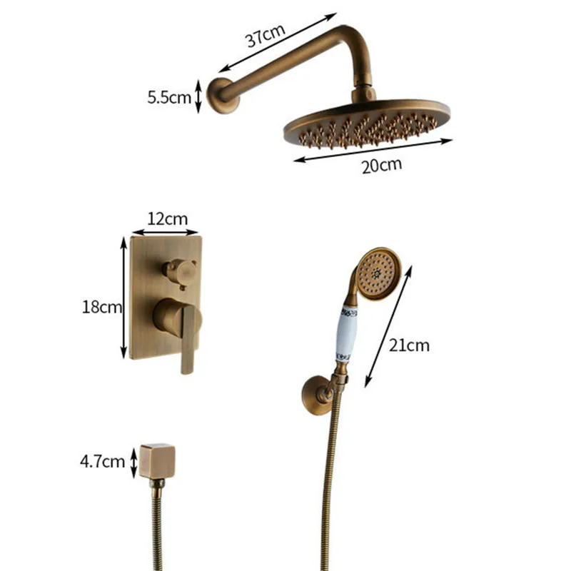 

Bathroom Shower Set Brushed Rainfall Shower Faucet Wall Mounted Shower Mixer 8" Shower Head Hot And Cold Mixer Diverter Set