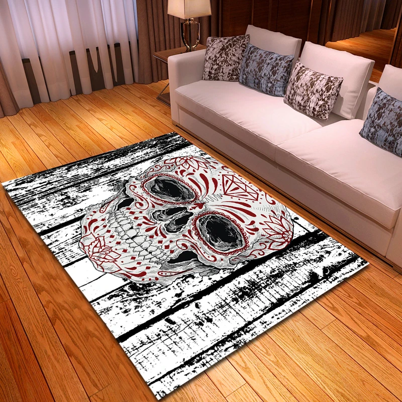

Halloween 3D Skull Area Rugs Party Decorative Kid Room Play Pad Baby Crawling Flannel Game Mats Carpet for Living Room