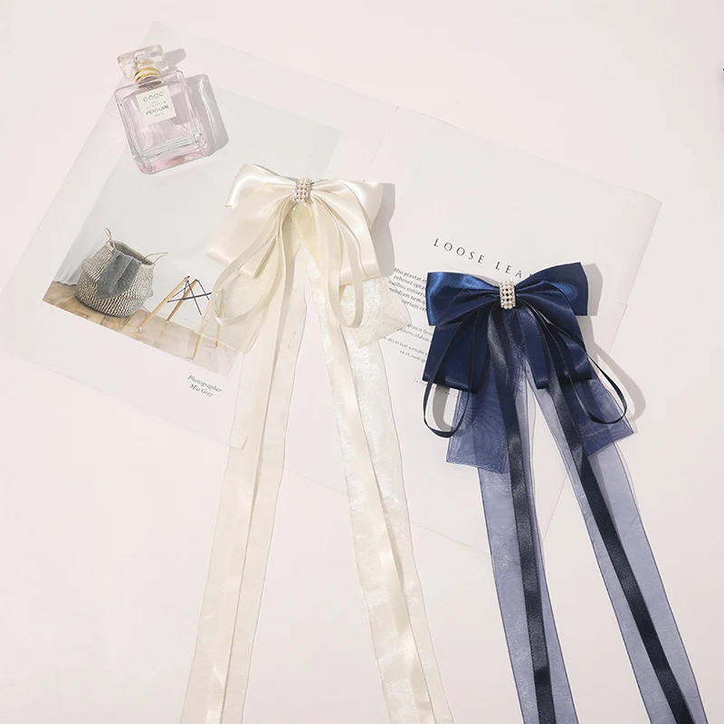 

Vintage Long Ribbon Big Large Bow Hair Clip For Women Girls Wedding Long Ribbon Korean Hairpins Barrette Hair Accessories