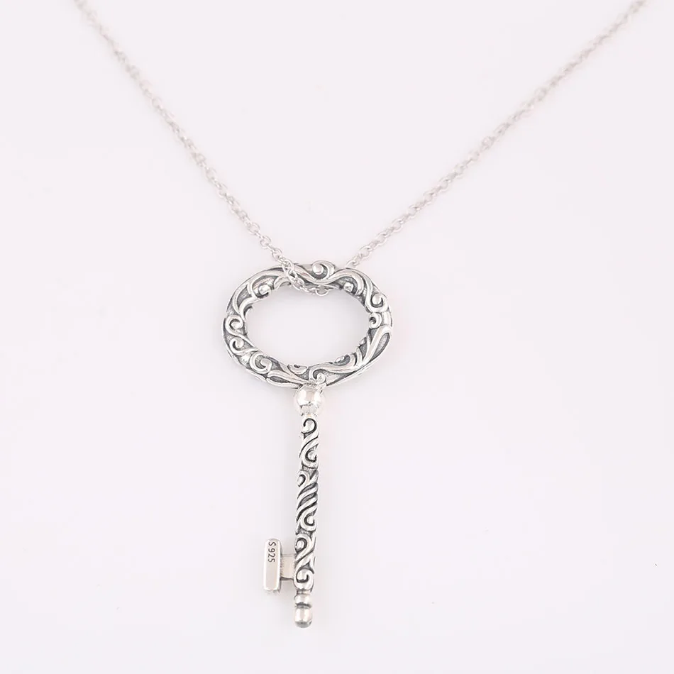 

Аутентичные S925 стерлингового серебра Regal Opel ключ ожерелье для женщин Свадебная вечеринка подарок fit Pandora ювелирные украшения