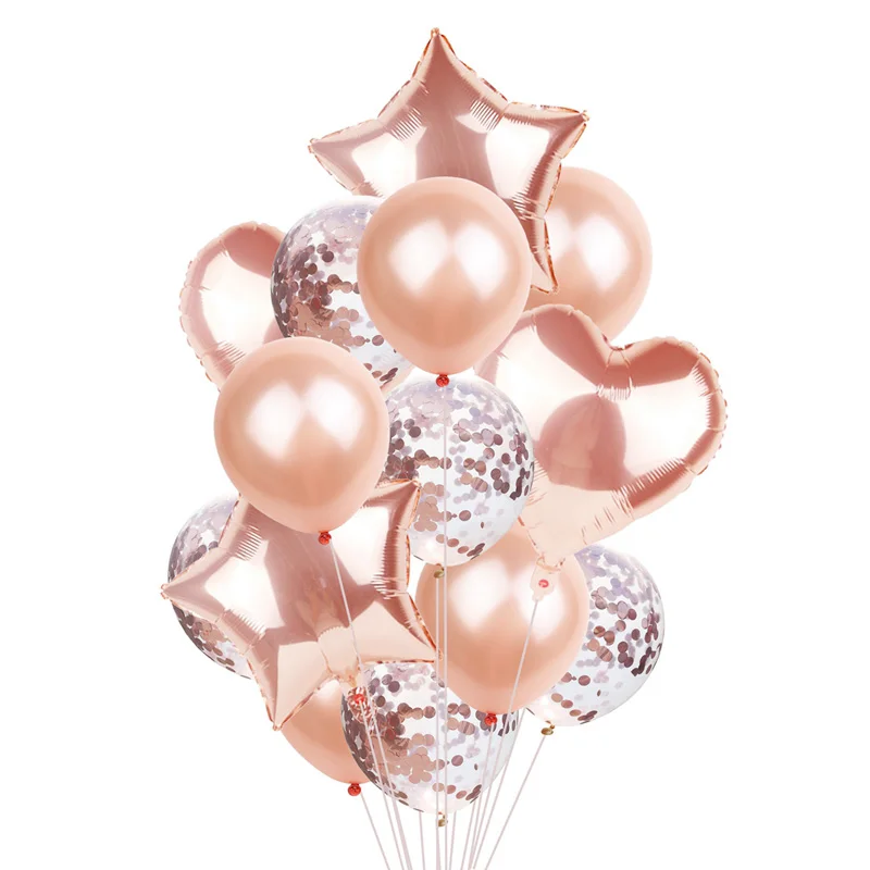 

14Pcs/set 18inch Heart Star Foil Balloon 12inch Confetti Latex Balloons Birthday Wedding Party Decor DIY Party Supplies