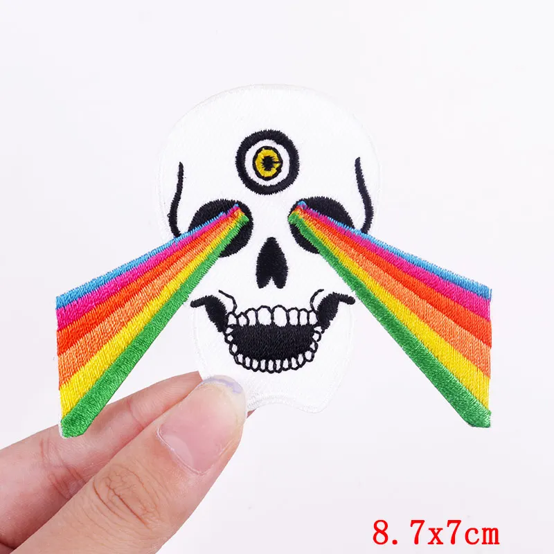 Радужные вышитые нашивки в стиле хиппи с черепом на одежду ЛГБТ гей гордость