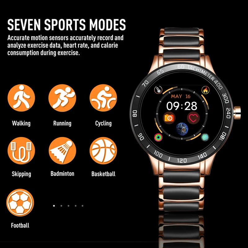 Смарт часы LIGE мужские/женские керамические с пульсометром и