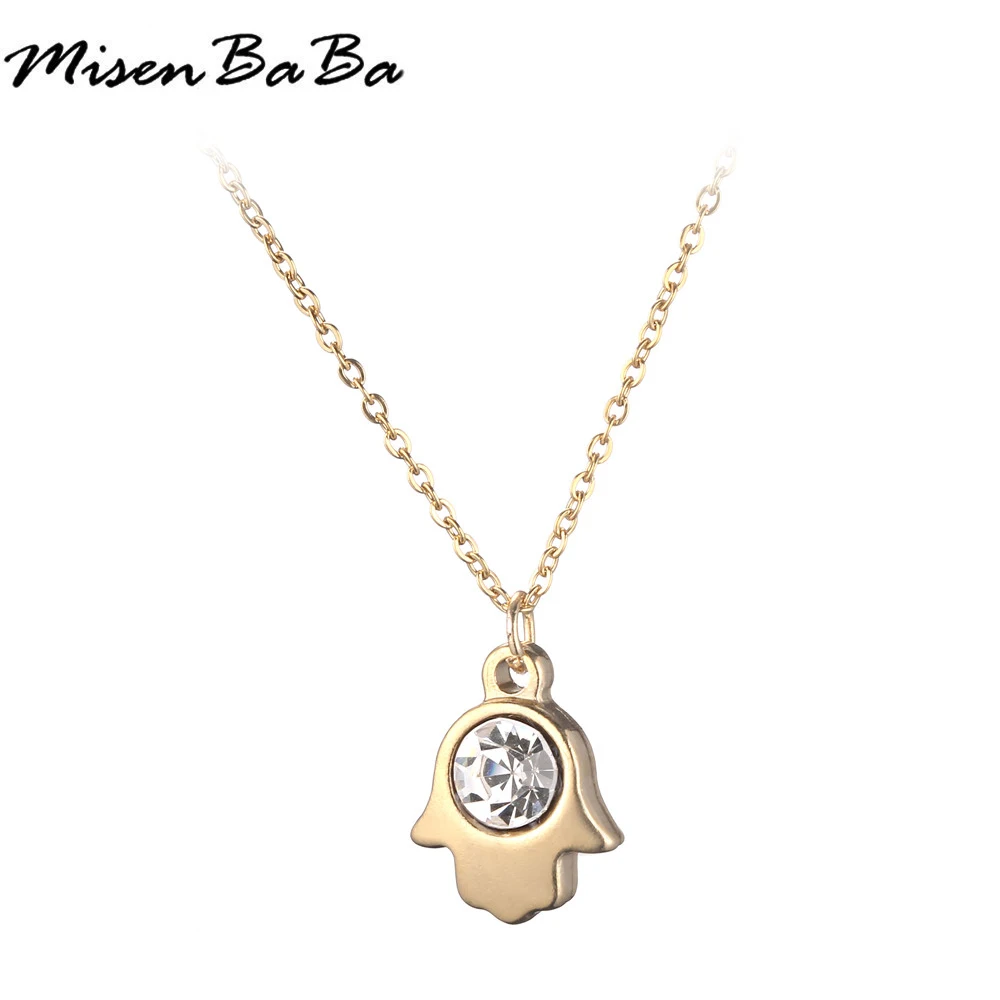 

MisenBaBa, ожерелья из нержавеющей стали с кулоном в виде ручки Фатимы и ладони для женщин, ювелирные изделия в подарок