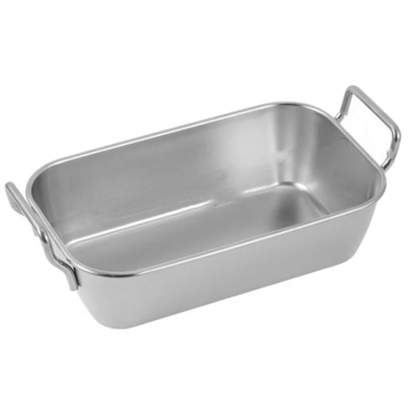 

Stainless Steel Food Storage Tray Double Ears Fried Chicken Square Plate Snack Fruit Plate Food Display Kitchen Tools