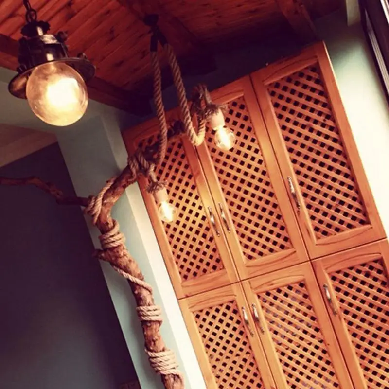 Подвесная люстра из пеньковой веревки E27 220 В|Цоколи лампы| |