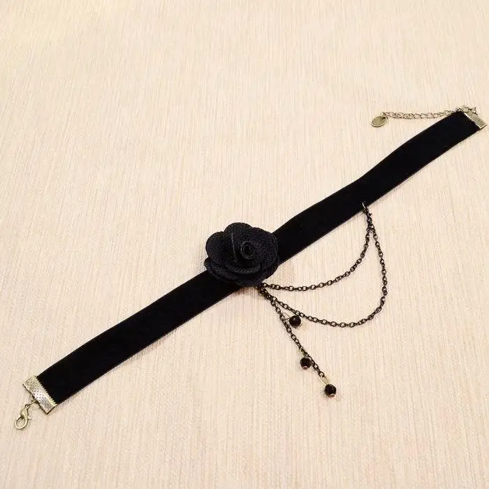 Новинка 2017 года последняя модель Дизайн черная лента колье цепь цветок