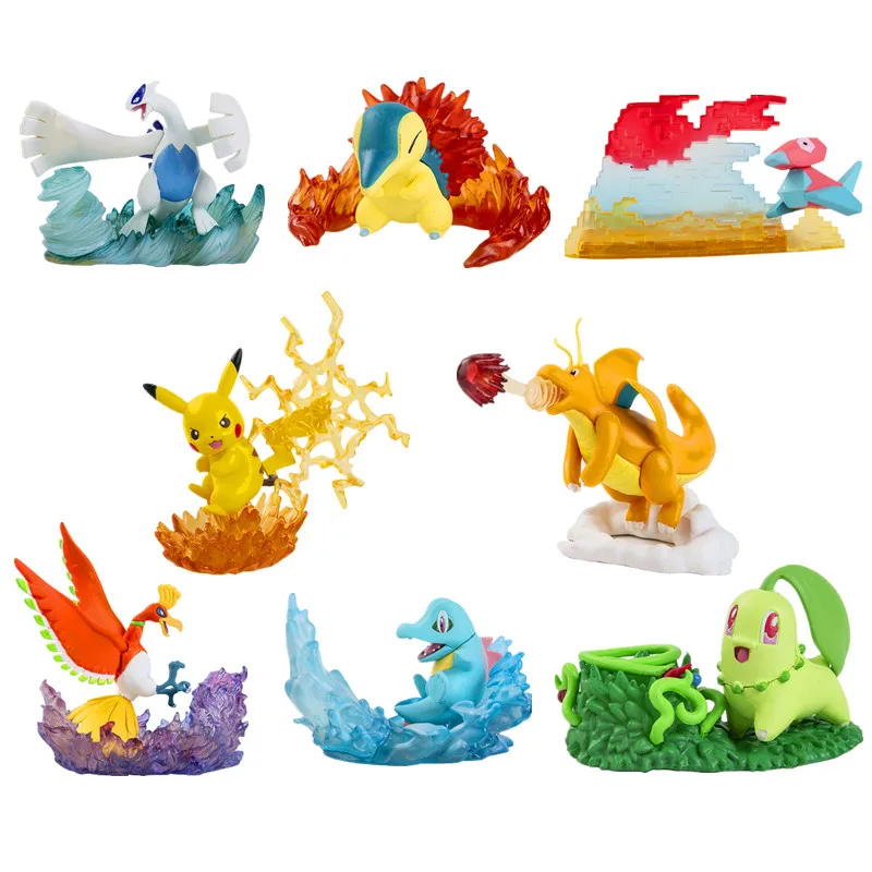 Покемон 8 видов стилей глухая коробка игрушки Пикачу аниме фигурки Dragonite Chikorita