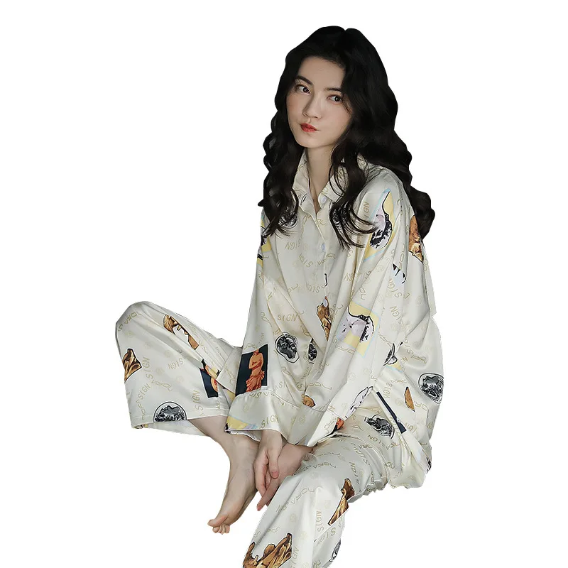 

Maternity clothes autumn and winter thin pure cotton postpartum nursing pajamas