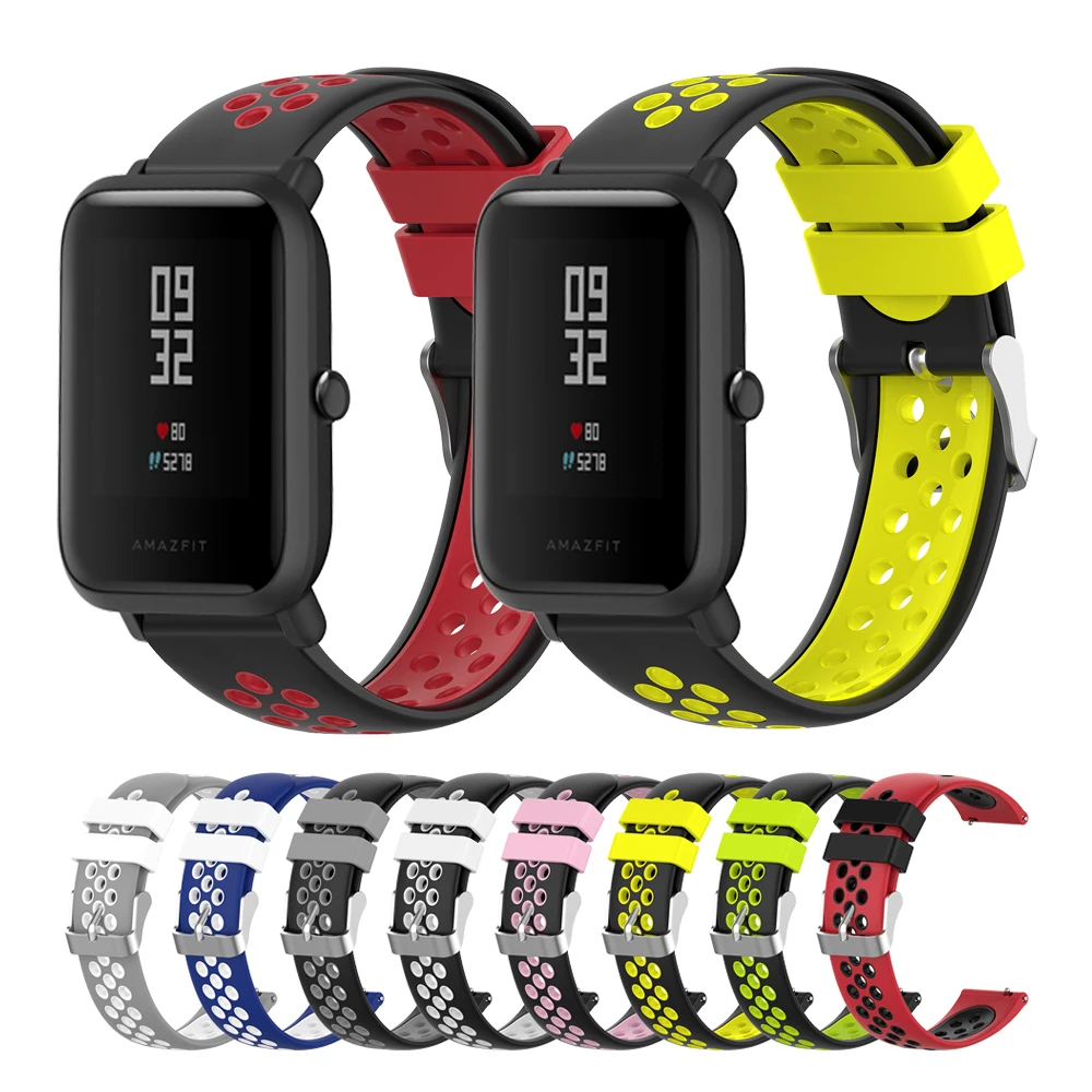 

20 мм силиконовый спортивный Замена дышащая повязка для Huami Amazfit ремешок bip для Amazfit GTS GTR 42 мм Bip S ремешок для часов Correa