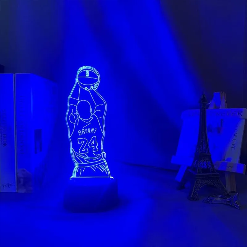 Kobe Bryant Memorial Gifts Led Night Light Jump Shoot Figure Back View Bedroom Decor Nightlight Desk 3D Lamp | Освещение