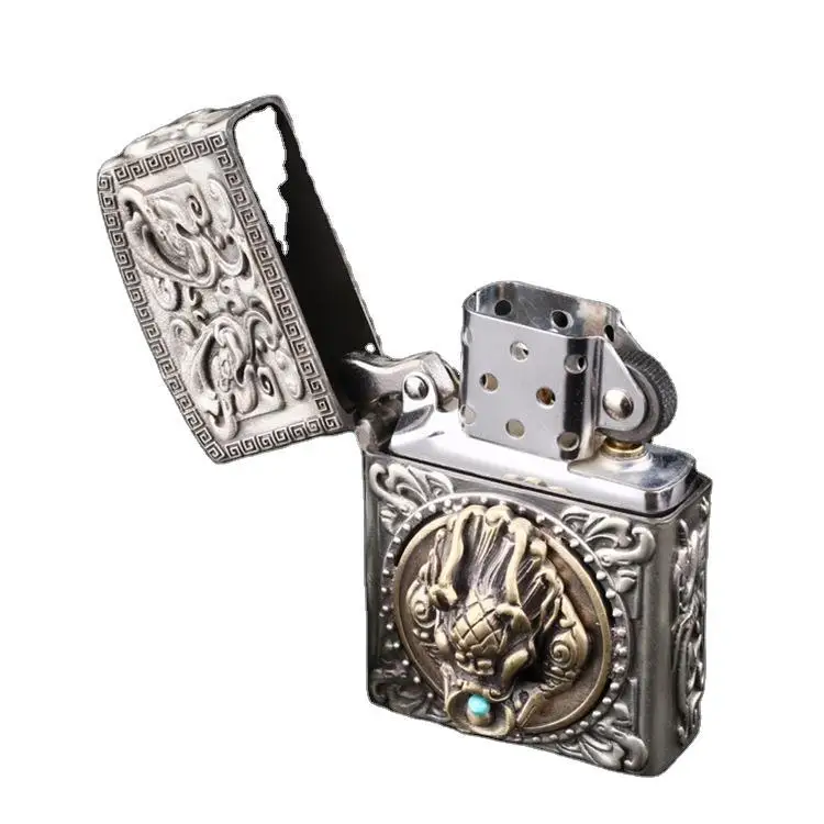 

Creative kerosene lighter rotating classic hip hop inlay raw ore Hubei Songnan red