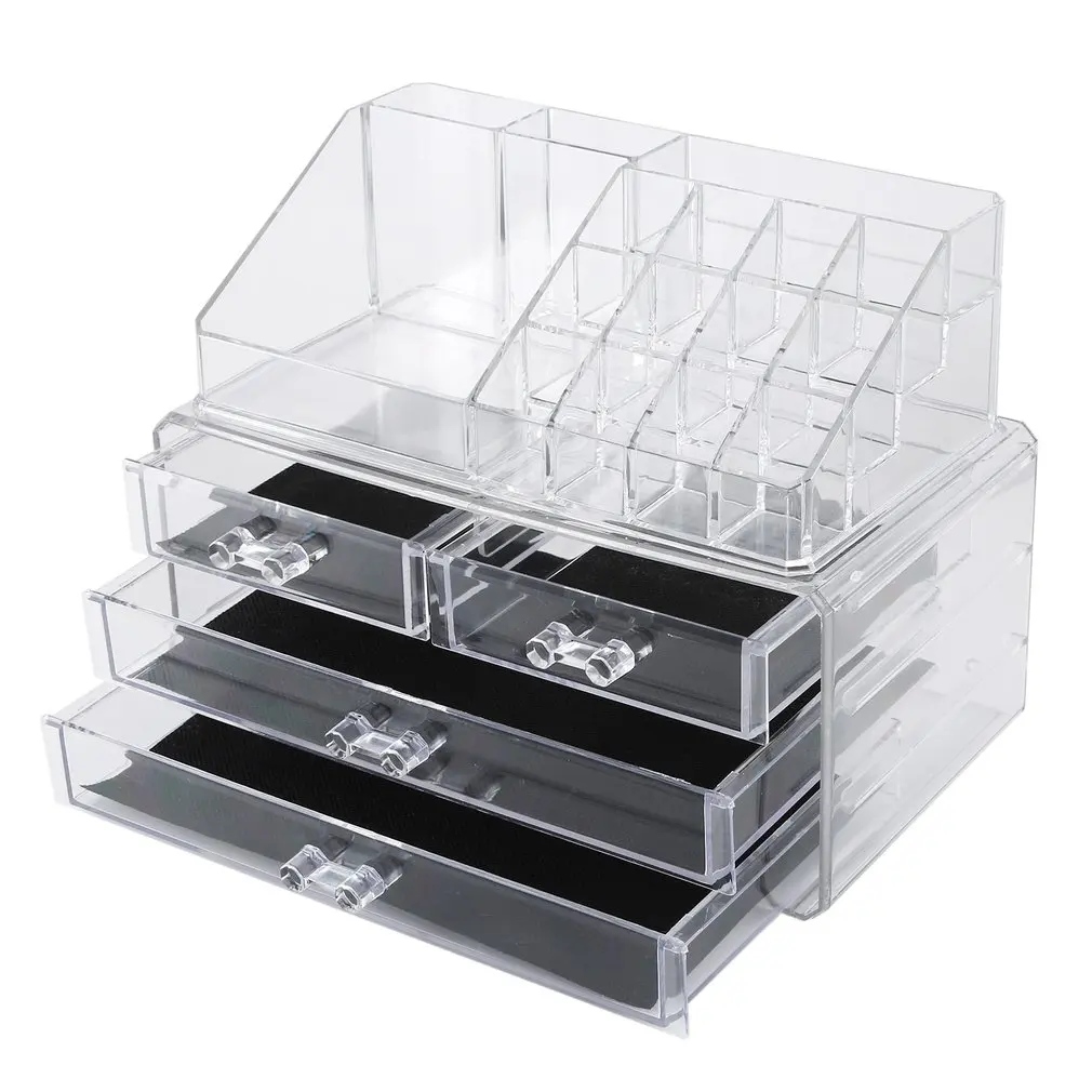 Large Capacity Makeup Box Transparent Acrylic Desktop Multi-drawer Cosmetic Storage Finishing Lipstick Stand | Красота и здоровье