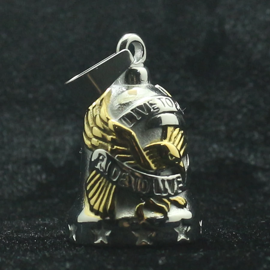 Унисекс 316L Нержавеющая сталь Орел звезда езды жить, жить в всадник колокол кулон