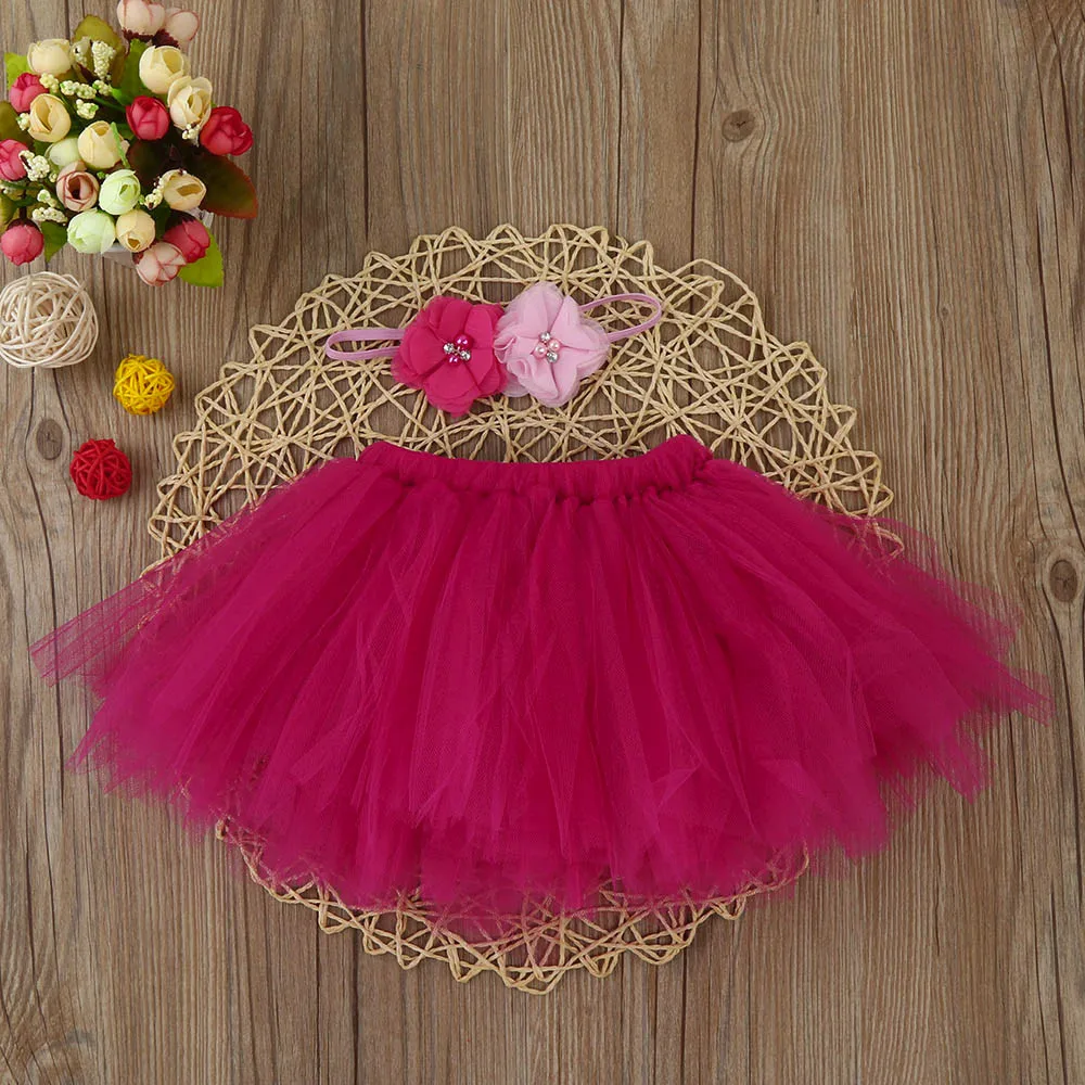 Hot Pink Костюм для фотосессии для новорожденных, комплект одежды для фотосессии, кружевная юбка-пачка с головной повязкой, костюмы для дня рождения, костюм - Цвет: Hot Pink
