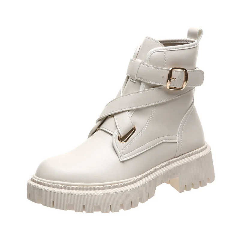 

Fashion New Shoes Women Boots 2022 Autumn Winter All-match Comfort Boots Women High Quality Pu Leather Chunky Heels Shoes 351