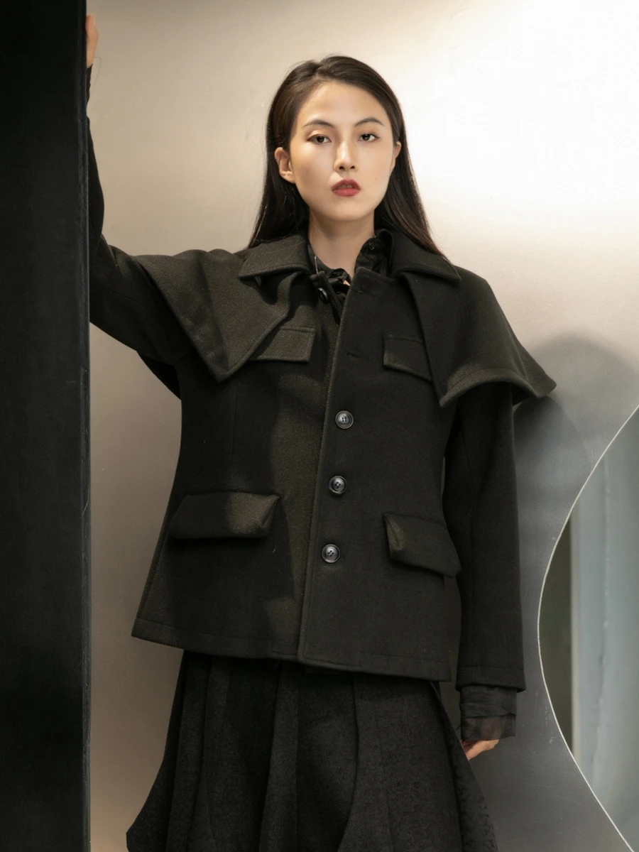 Новинка зимы 2021 модная Толстая Женская шерстяная куртка Cakucool в темном стиле с