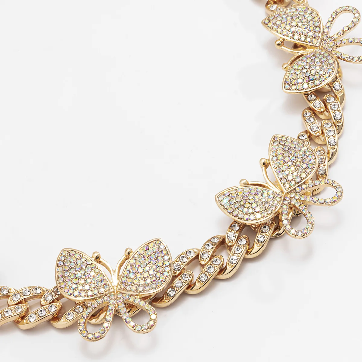 

Cuban link chain Out buckle micro inlaid necklace big butterfly necklace women Hip hop punk luxury