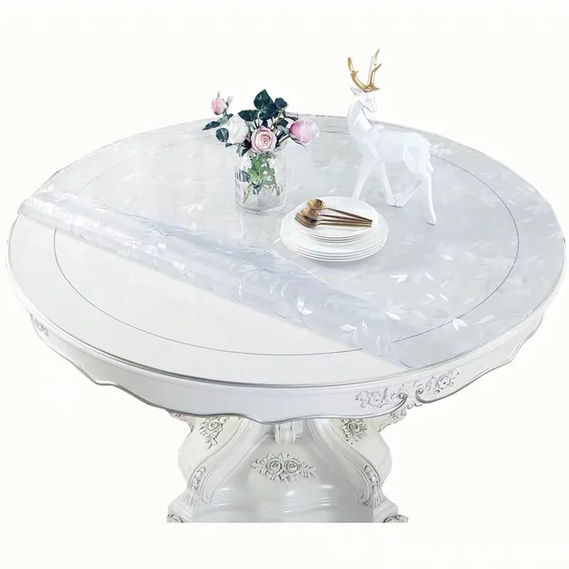 Влагостойкая скатерть из ПВХ круглая Прозрачная защитная накладка на стол