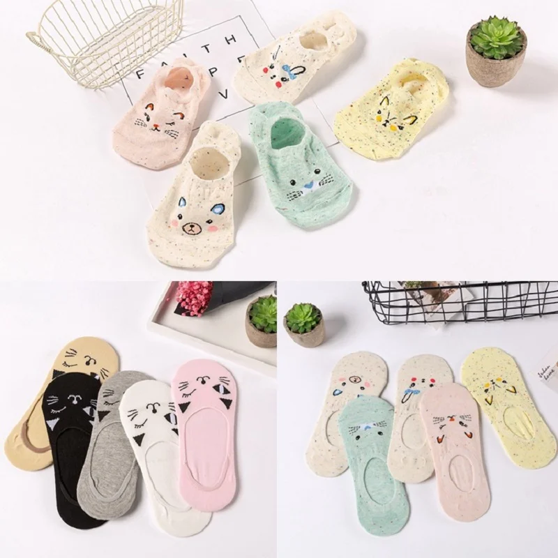 Лидер продаж 5 пар женские носки ярких цветов летние башмачки с рисунком