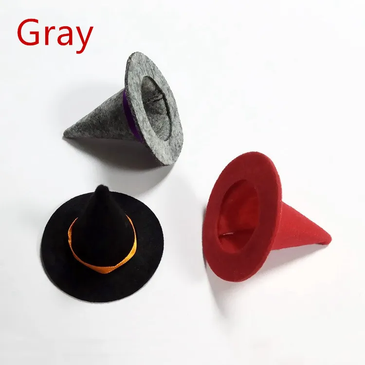 1pc Gray Hat 5 шт. мини шарф Войлок ведьмины колпаки шапка на Хэллоуин бутылки вина Декор для украшения для празднования Хеллоуина DIY аксессуары для волос ремесла - Цвет: 1pc Gray Hat