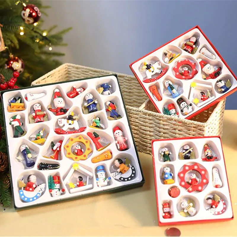 Рождественское украшение подвеска милый Санта Клаус Снеговик деревянная кукла