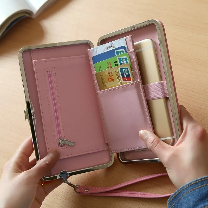 Женский функциональный кошелек для мобильного телефона милый кожаный