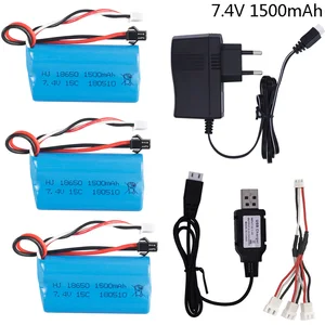 Аккумулятор литий-полимерный 7,4 В, 1500 мА  ч, 18650 в, для YDI U12A Syma S033g Q1 TK H101, 7,4 В, 2S, радиоуправляемые игрушки, лодки, автомобили, танки, запчасти для дрона